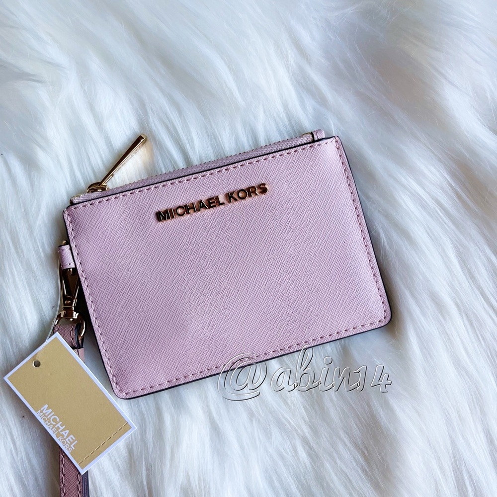 NWT Michael Kors Jet Set Travel Leather Coin Purse Card Case Wristlet